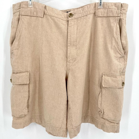 Izod | Shorts | Izod Linen Blend Mens Khaki Cargo Shorts Size 4 | Poshmark
